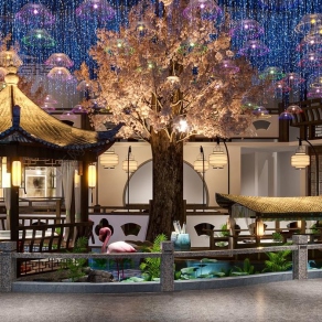 新中式中餐厅3D模型下载